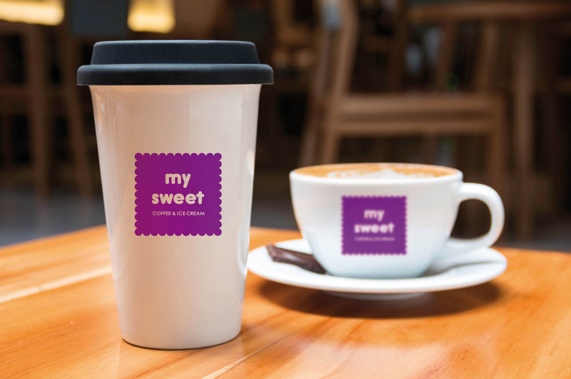 Interiorismo y branding para cafetería, aplicación de l marca