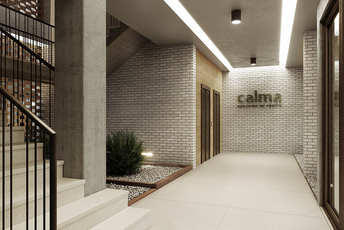 Diseño del hall de entrada para el complejo residencial